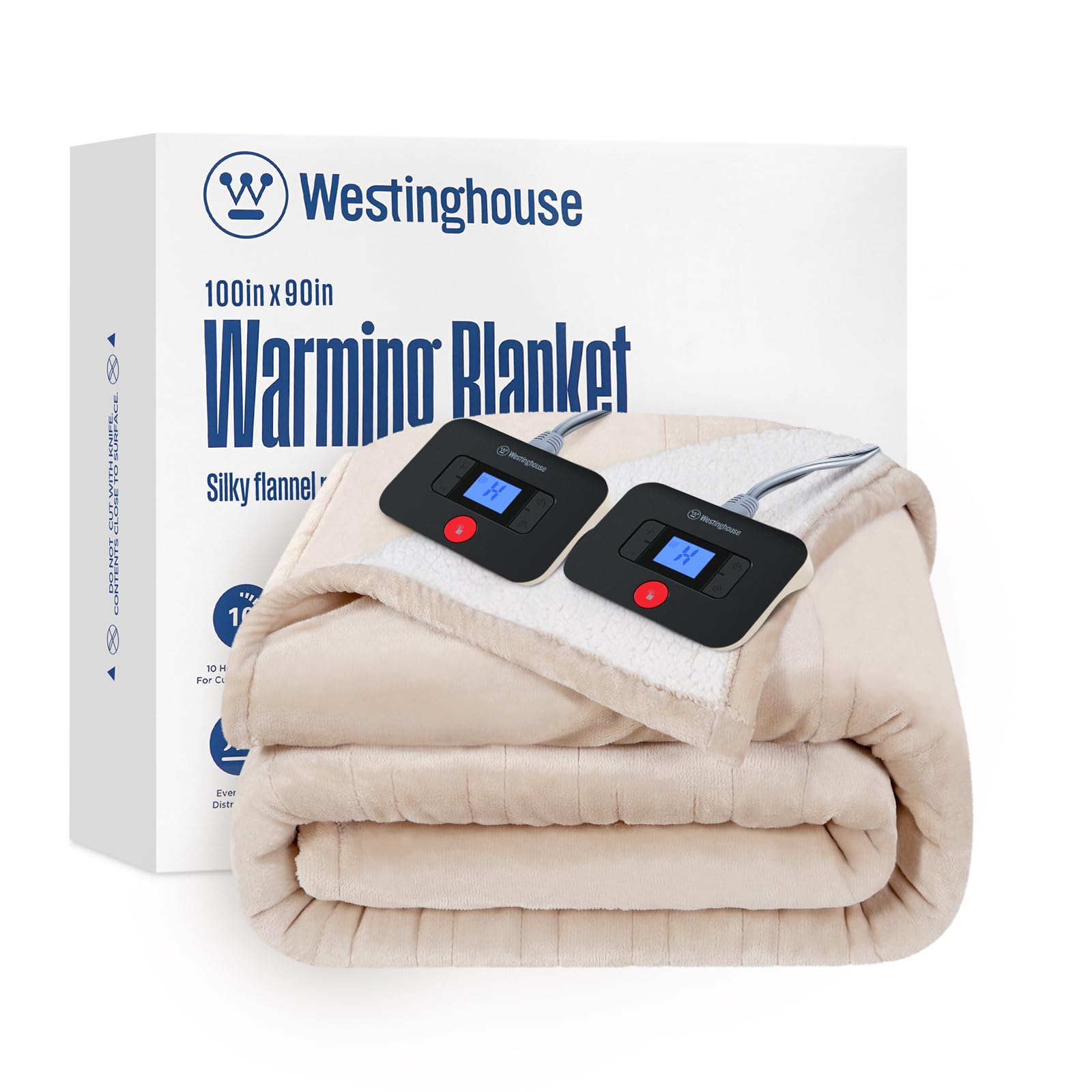 Westinghouse couverture chauffante king vue complète beige, chaleur uniforme et grand format