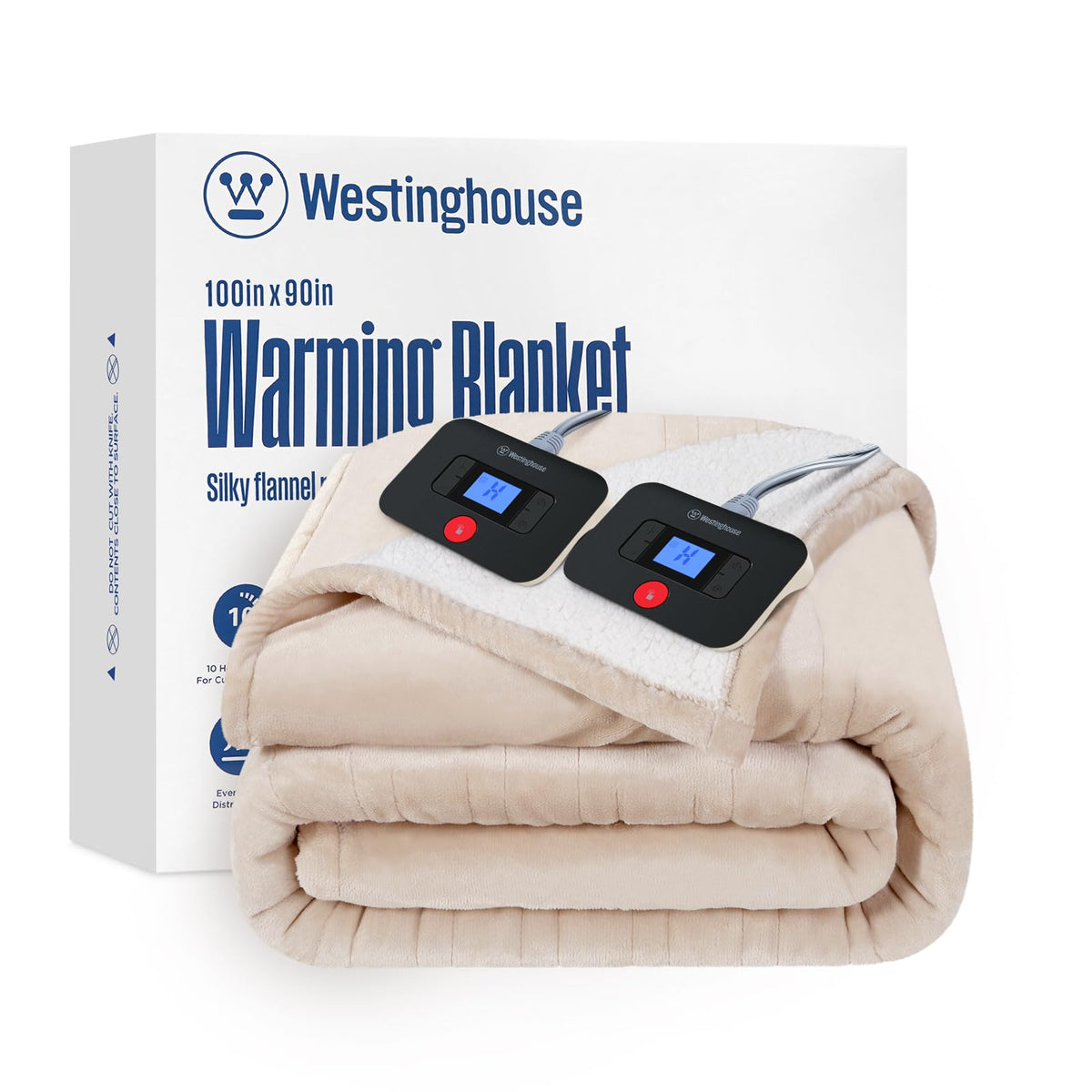 Westinghouse couverture chauffante king vue complète beige, chaleur uniforme et grand format