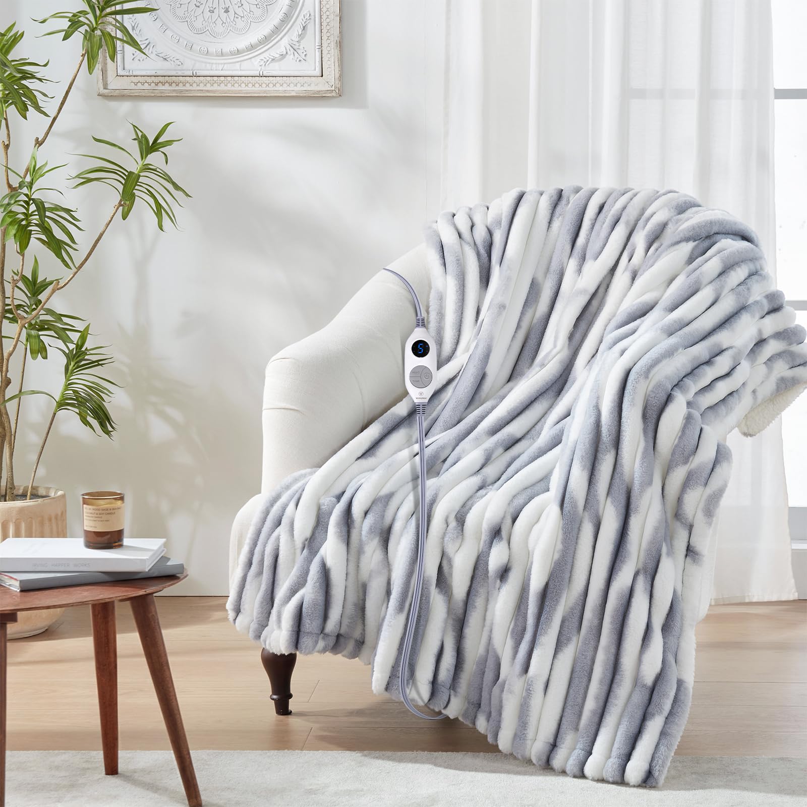 Westinghouse image du plaid face avant bleu-gris montrant chaleur et style