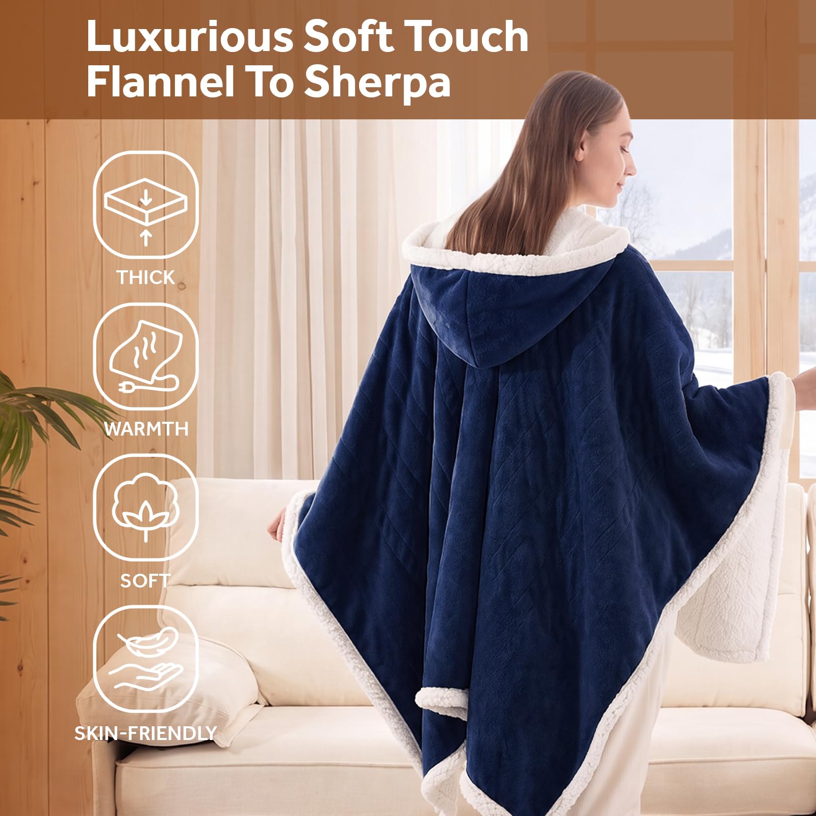 Westinghouse poncho porté sur canapé pour détente et mobilité