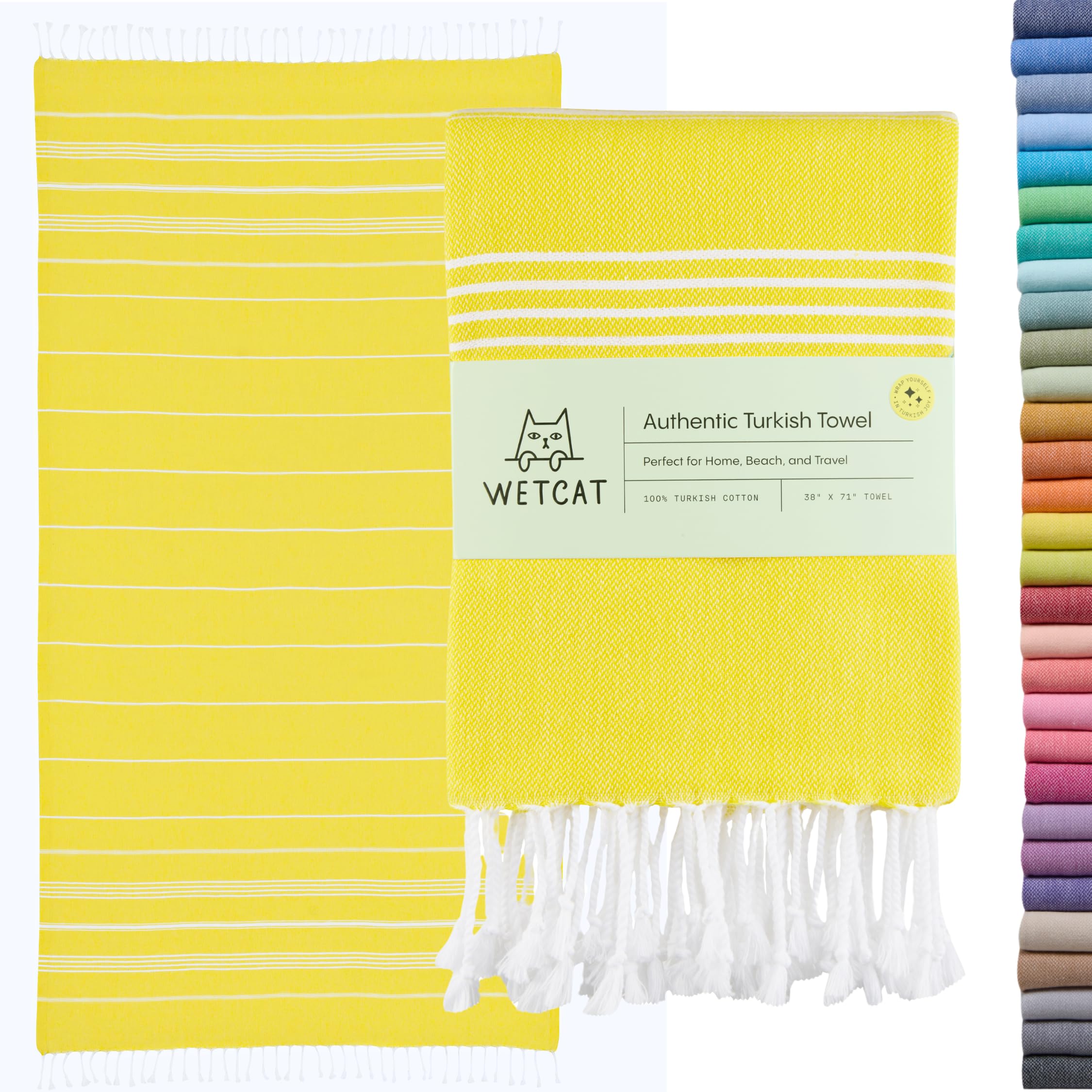 WETCAT serviette de plage jaune vue de face grand format pratique