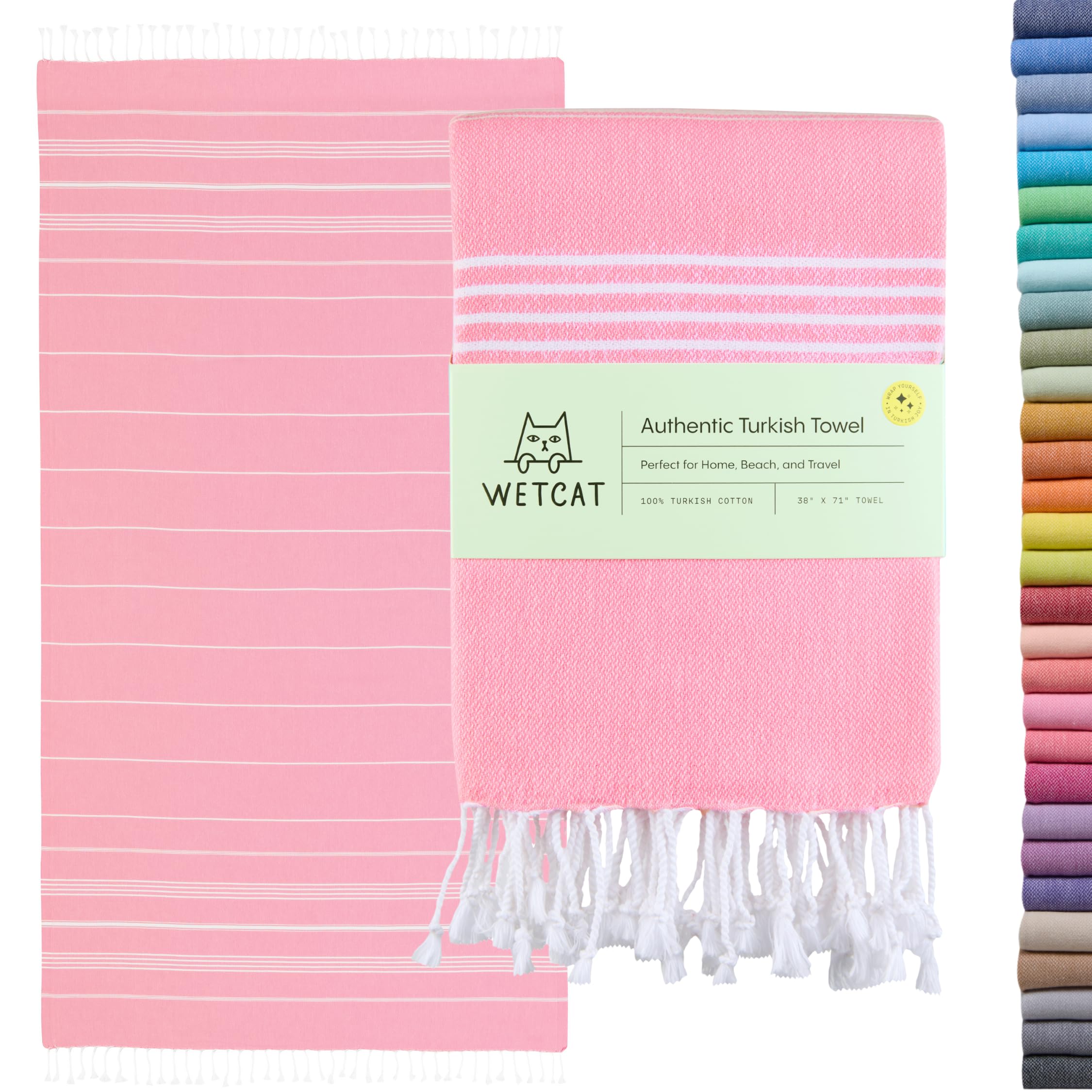 WETCAT serviette recto rose pâle montrant le grand format et confort