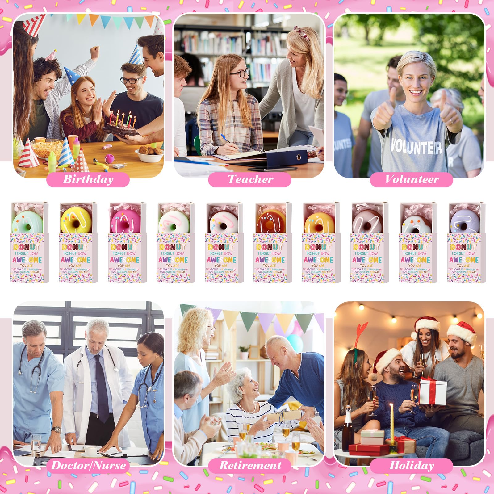 Wettarn donut gros plan motif imprimé montrant message positif