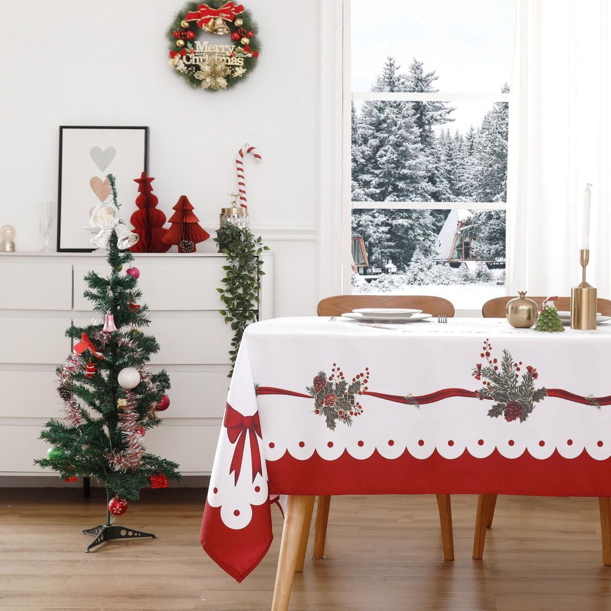 Wewoch vue avant de la nappe sur table, apporte élégance festive