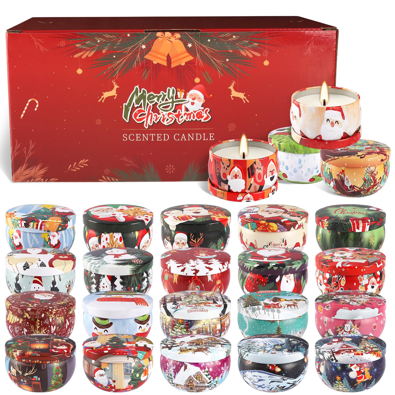 Wfmolcand pack complet de 24 bougies de Noël, variation de parfums pour ambiance festive