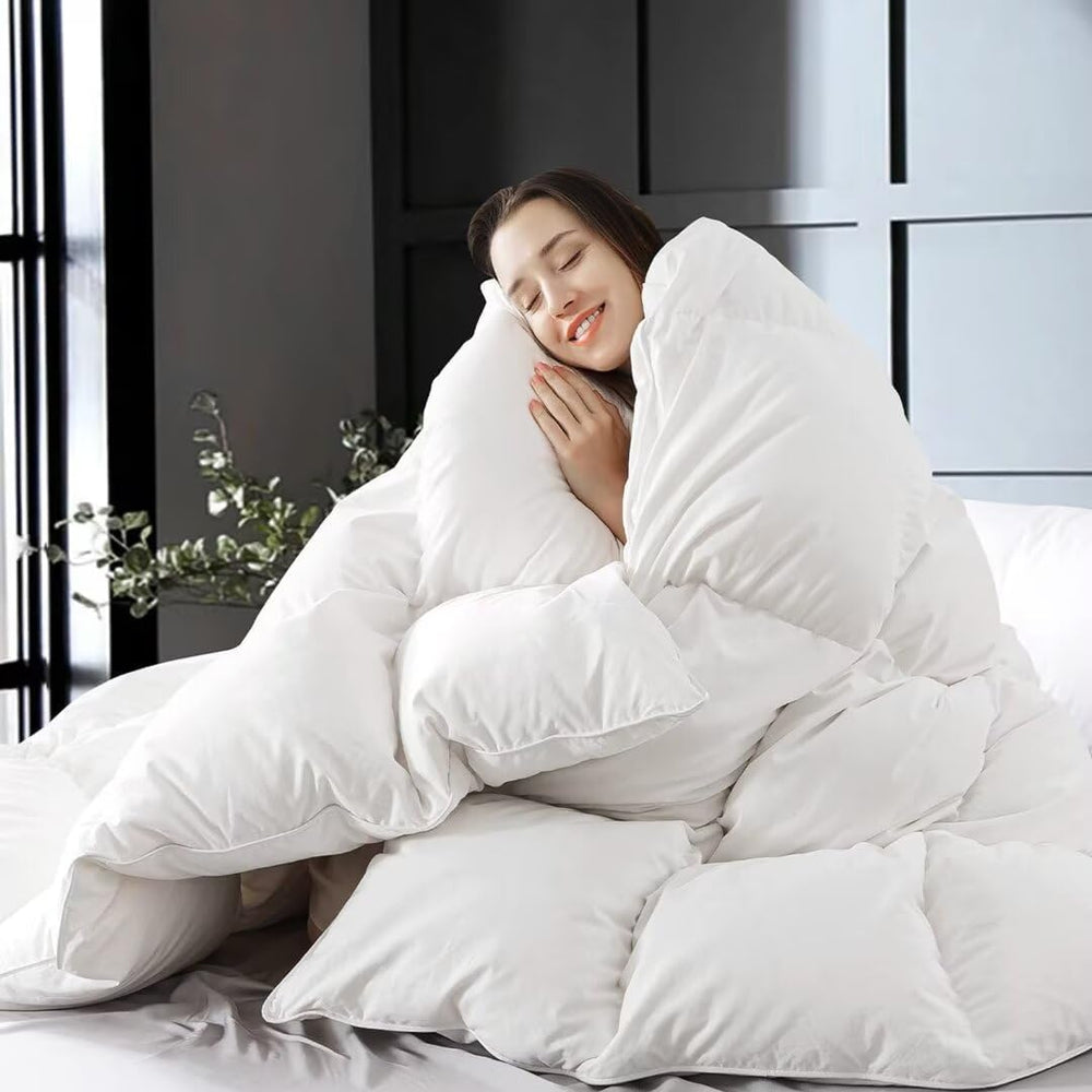 WhatsBedding vue avant de la couette King montrant gonflant et finition