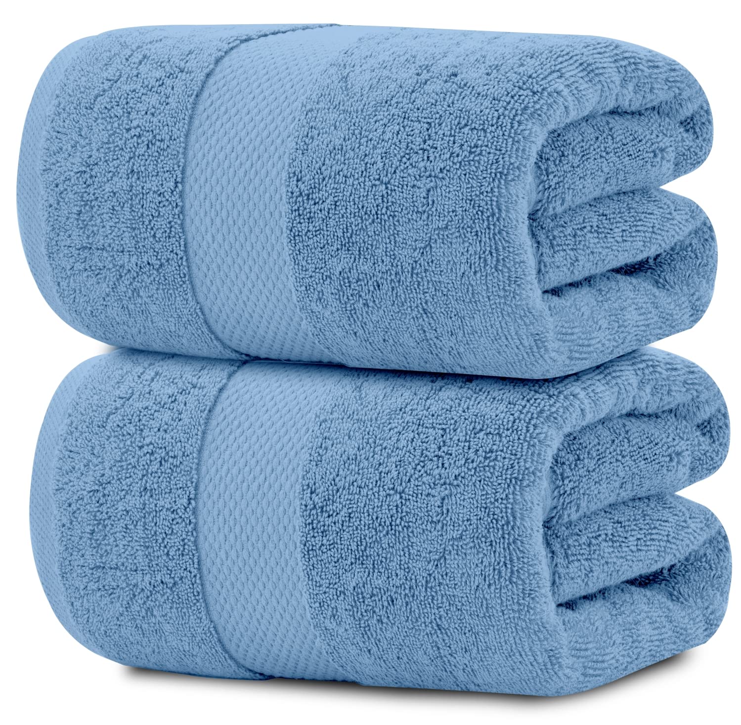 White Classic vue de face du drap de bain bleu clair, élégant et absorbant