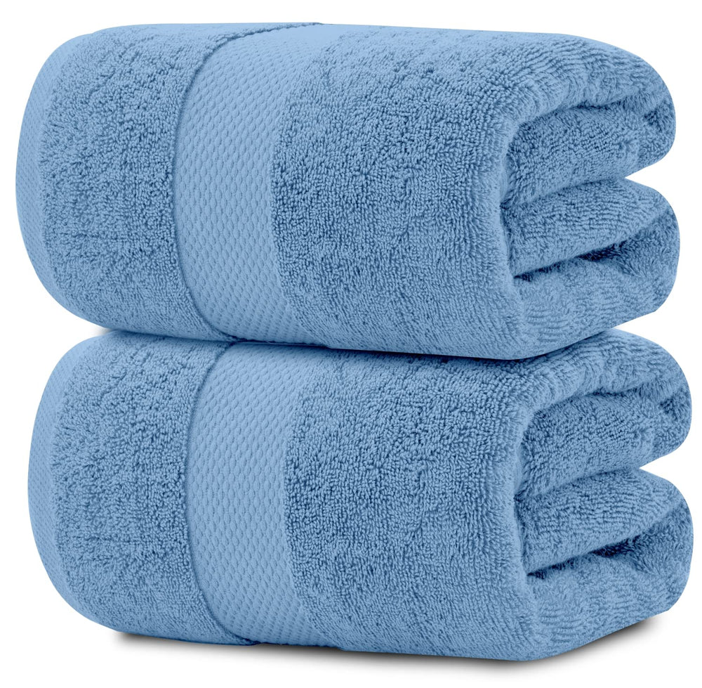 White Classic vue de face du drap de bain bleu clair, élégant et absorbant