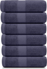 White Classic serviette entière bleu marine montrant taille généreuse et absorption