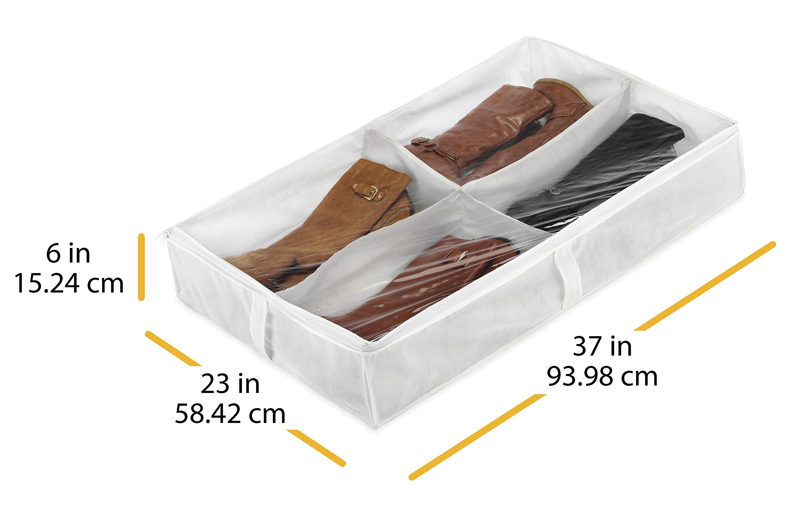 Whitmor gros plan sur poignées renforcées et fermeture éclair pour manipulation facile