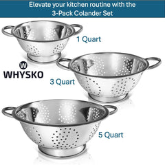 WHYSKO grande passoire face, idéale pour égoutter grandes quantités
