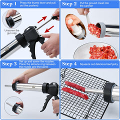 WILDDIGIT utilisation du pistolet en train d’extruder viande régulièrement