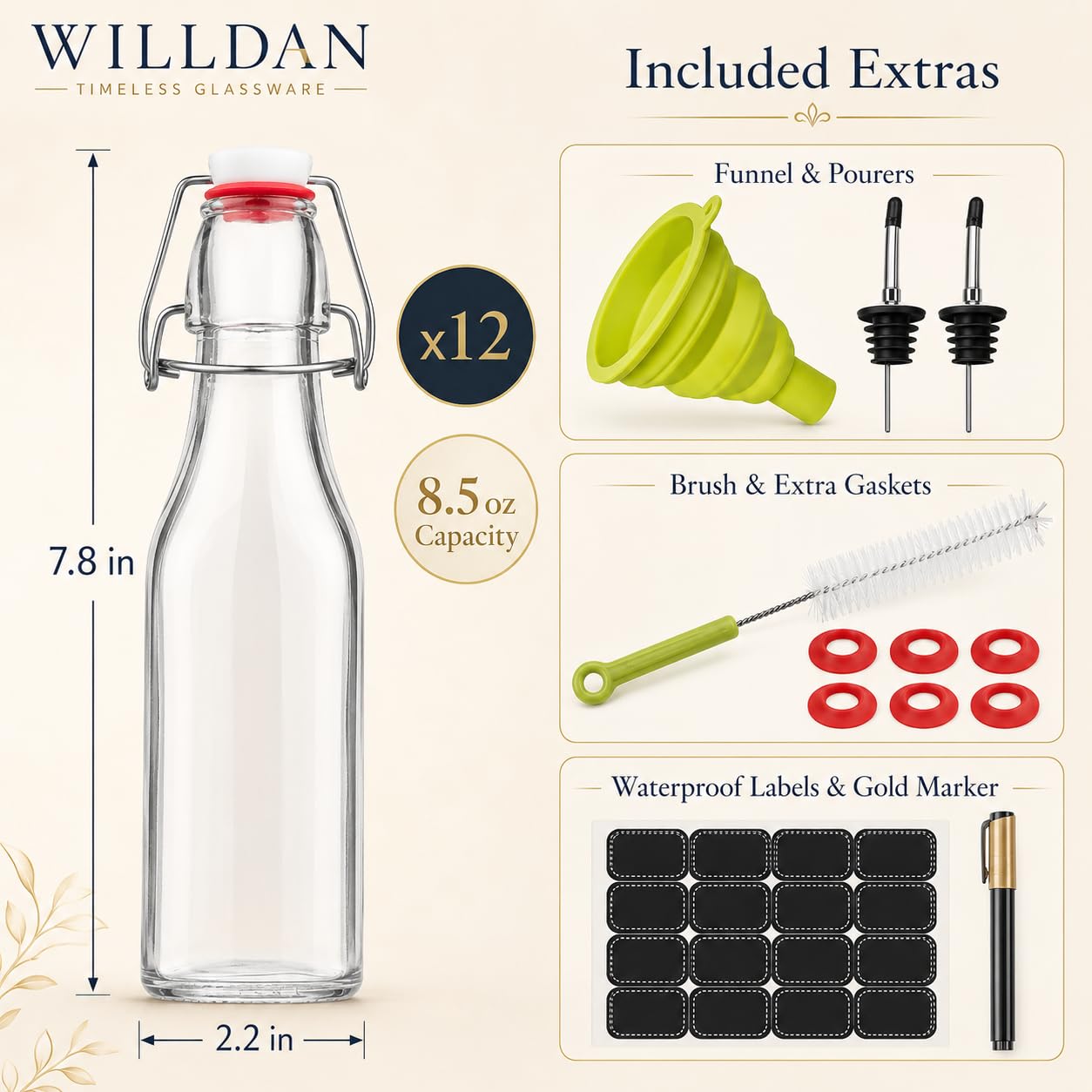 WILLDAN entonnoir pliable et étiquettes ardoise facilitant remplissage propre