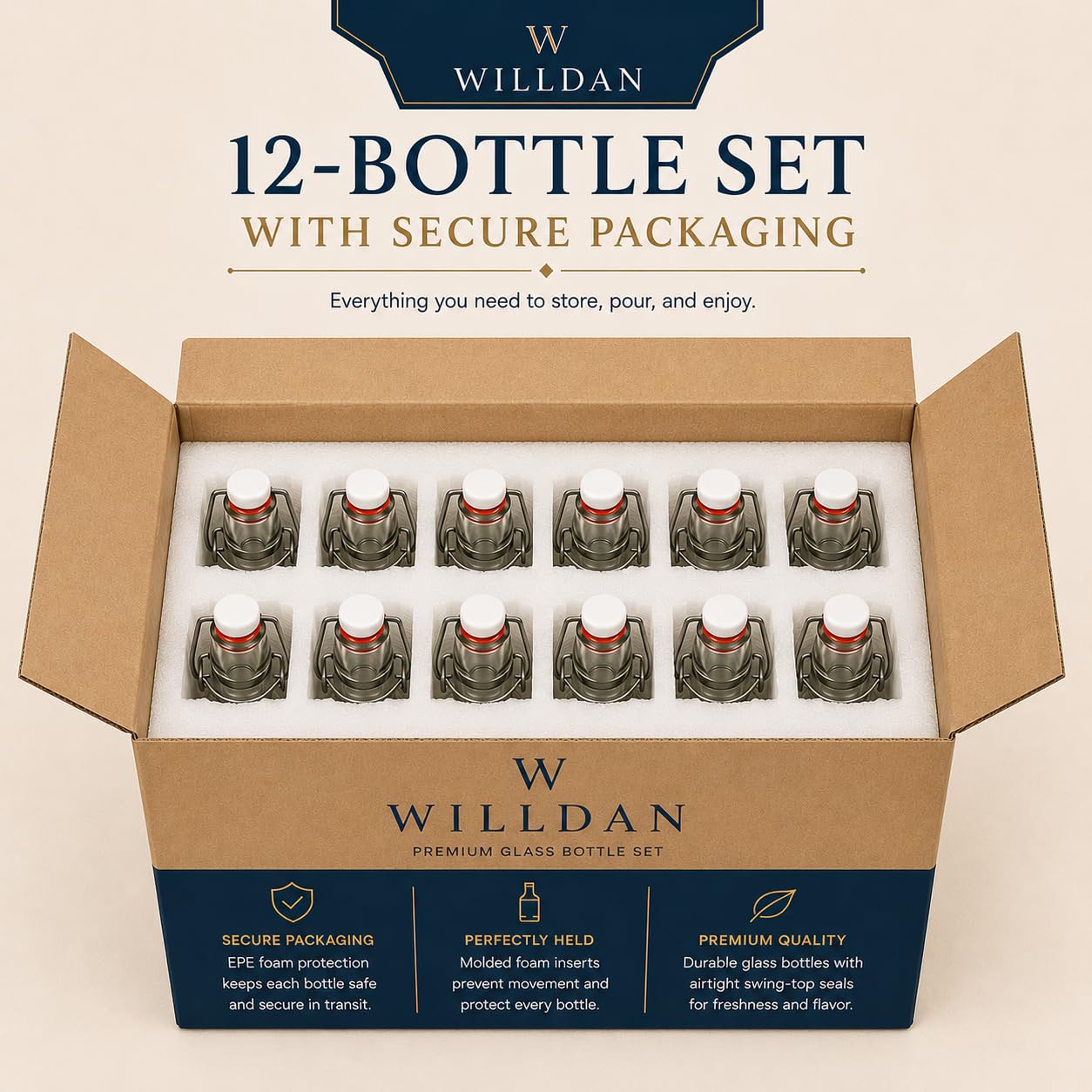WILLDAN flacon en usage pour kombucha montrant maintien de la carbonatation