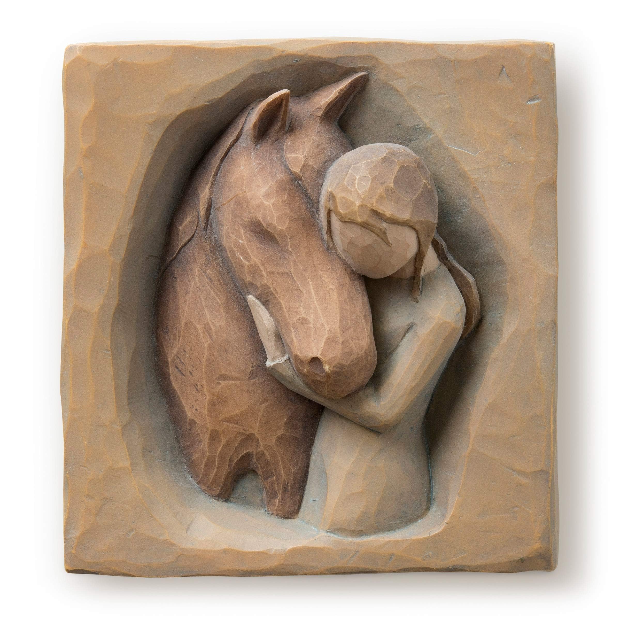 Willow Tree plaque face montrant fillette et cheval, apporte douceur décorative