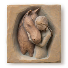 Willow Tree plaque face montrant fillette et cheval, apporte douceur décorative