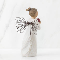 Willow Tree vue de profil montrant l'échelle de 14 cm pour évaluer la taille sur une étagère