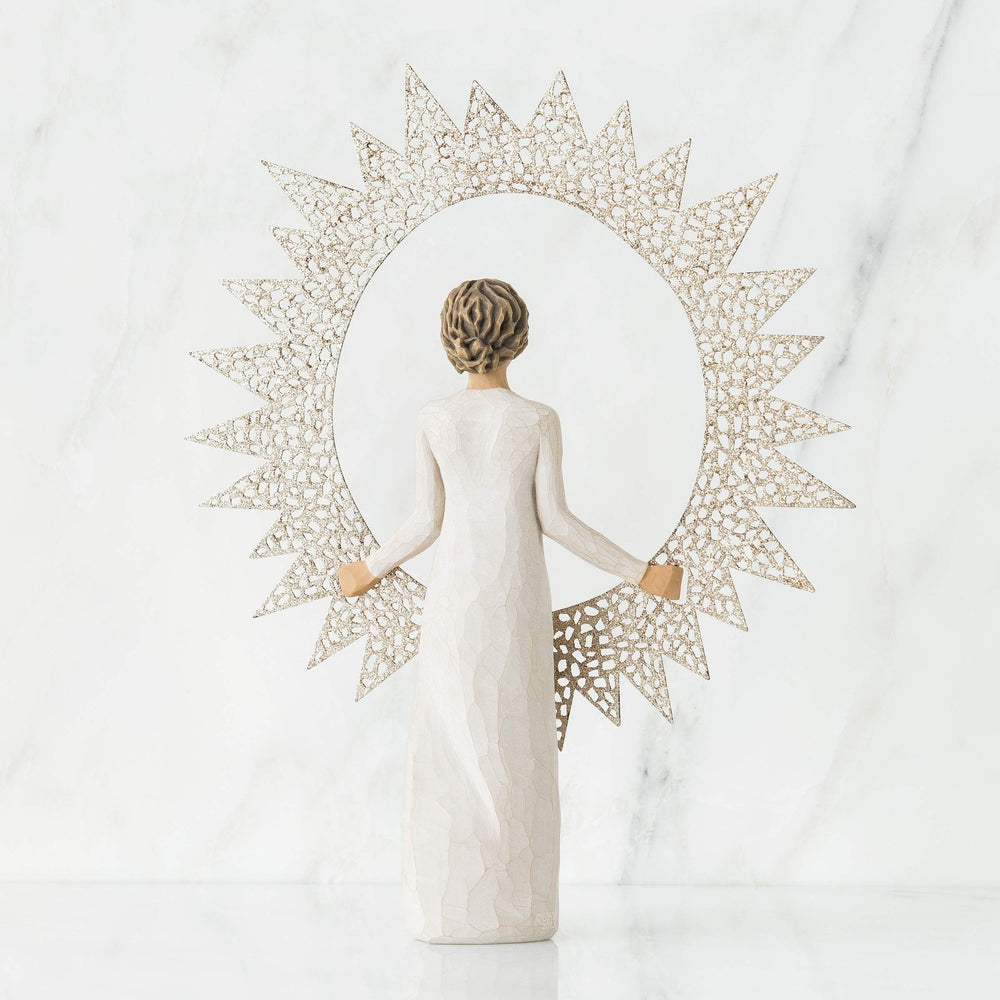 Willow Tree détail de la peinture à la main montrant la texture artisanale et la finesse