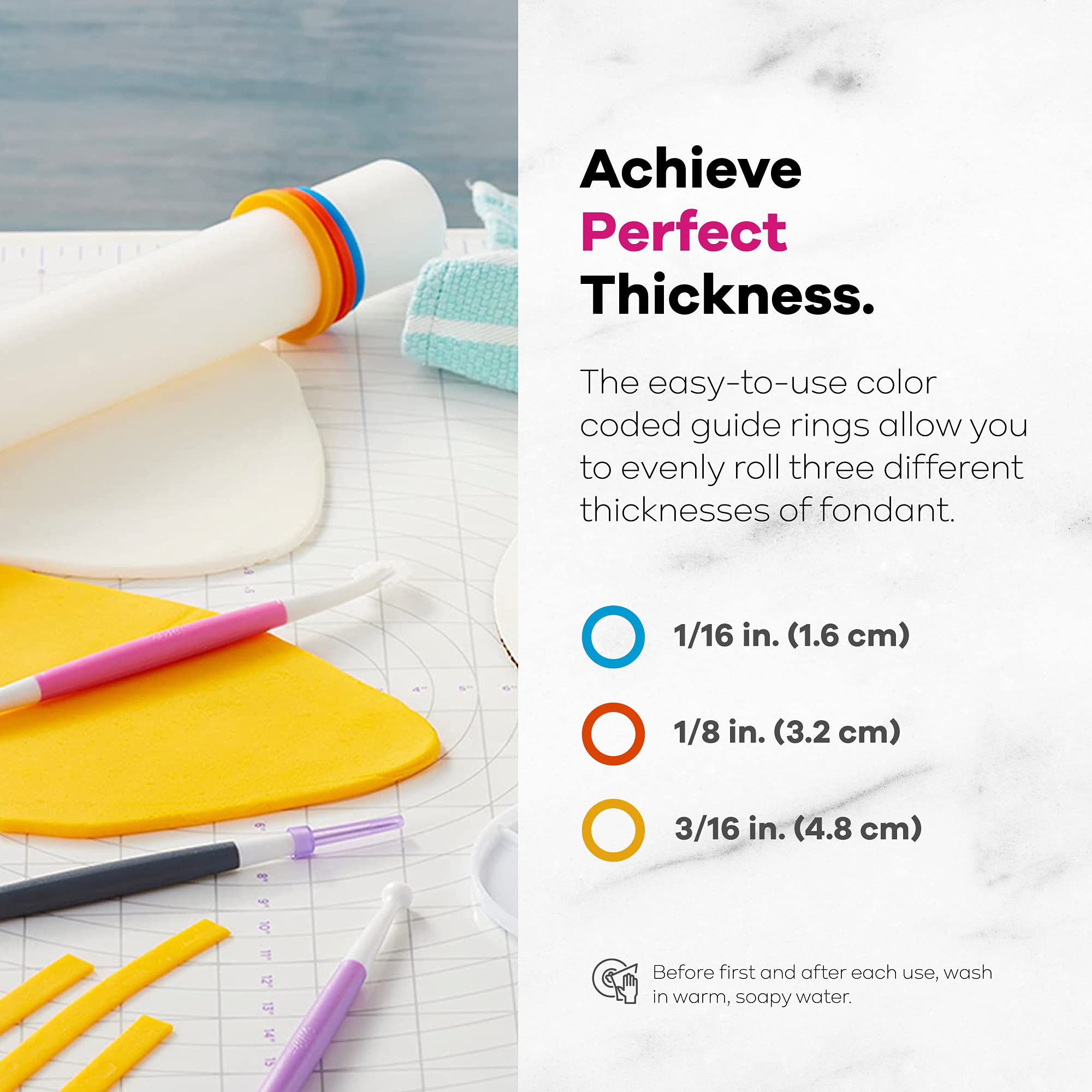 Wilton anneaux guides colorés montrant options d'épaisseur précises