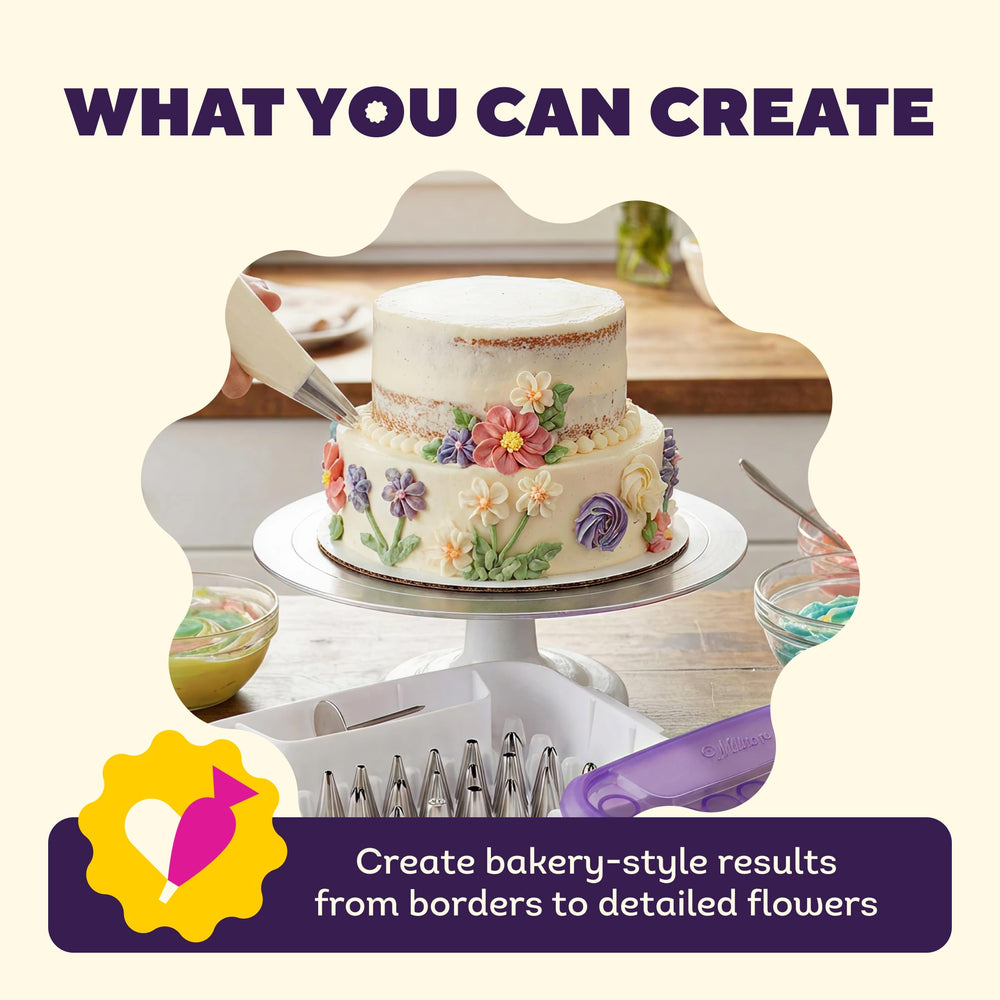 Wilton fleurs pâtissières faites avec embouts illustrant réalisme floral
