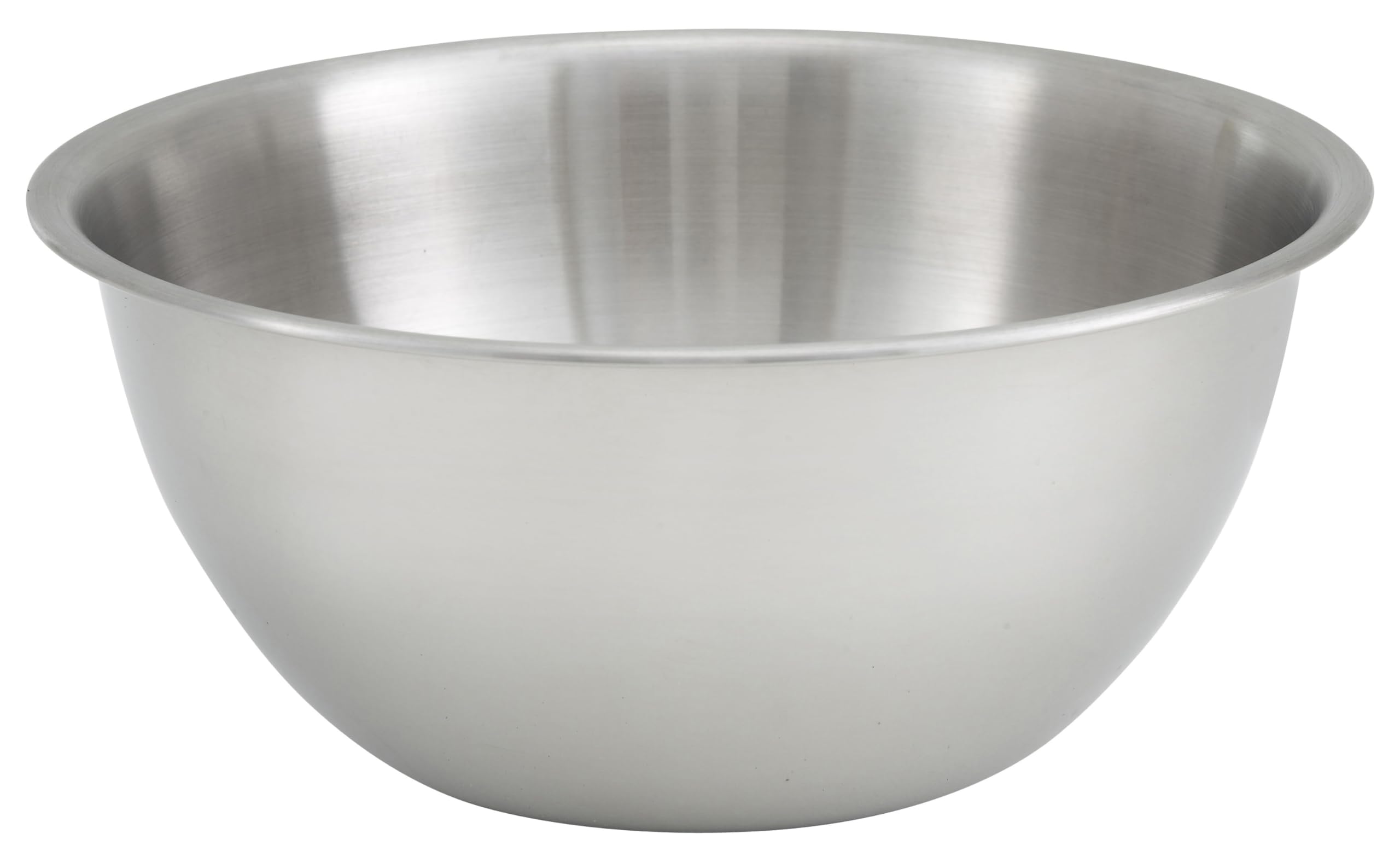 Winco bol 13 qt vue face montrant la capacité et la finition en acier inoxydable pour usage professionnel