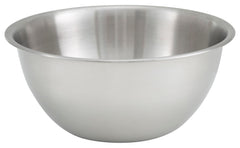 Winco bol 13 qt vue face montrant la capacité et la finition en acier inoxydable pour usage professionnel