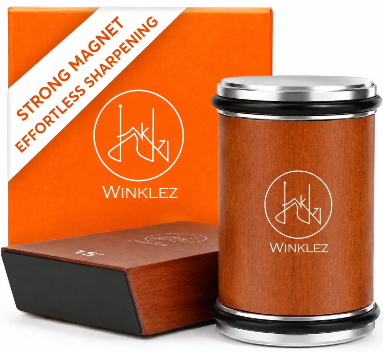 Winklez vue de face montrant bois et disques pour affûtage précis