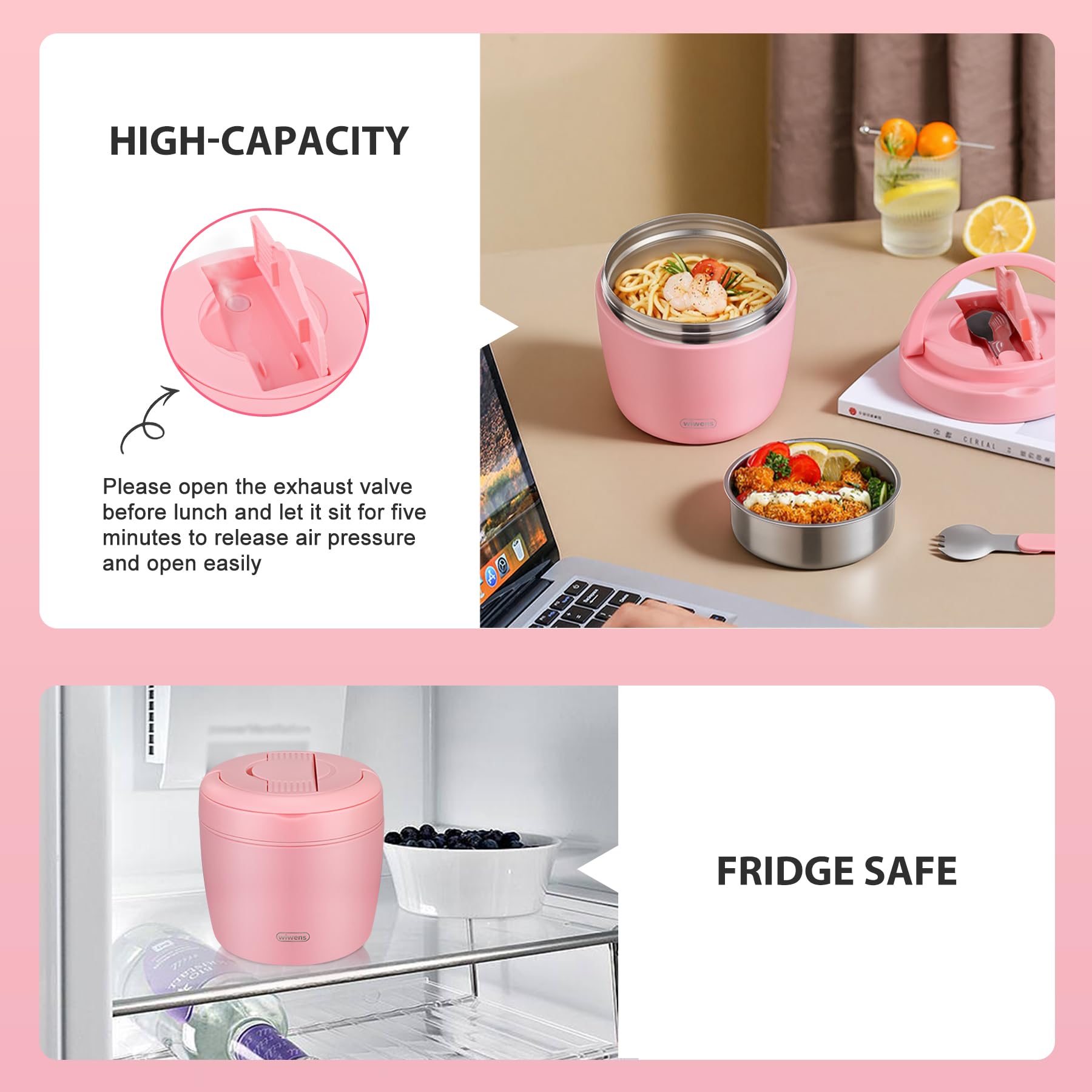wiwens comparaison de taille avec une main pour visualiser la capacité 32oz adaptée aux repas