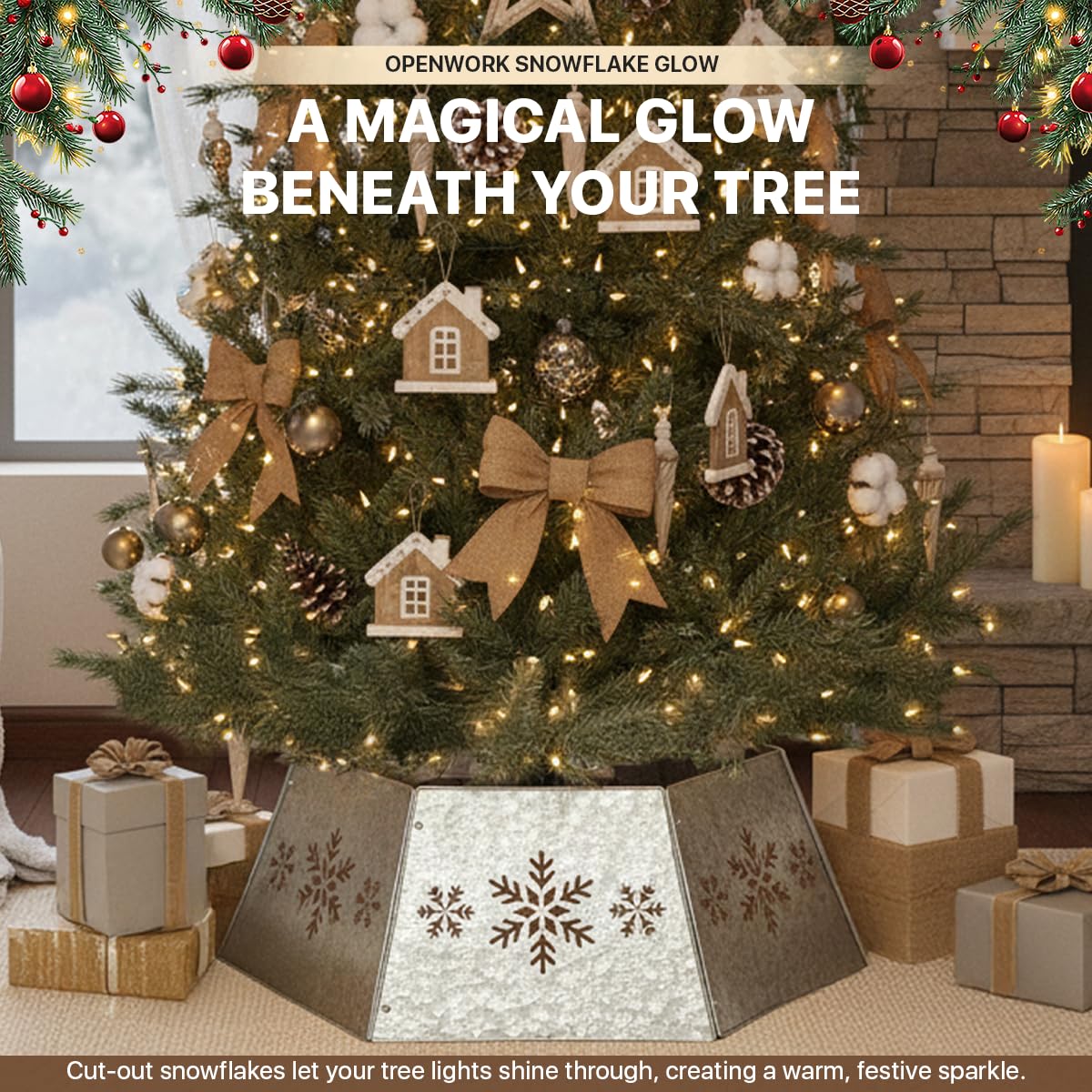 WKHOMEDECO collerette dans un salon décoré de Noël, crée atmosphère chaleureuse