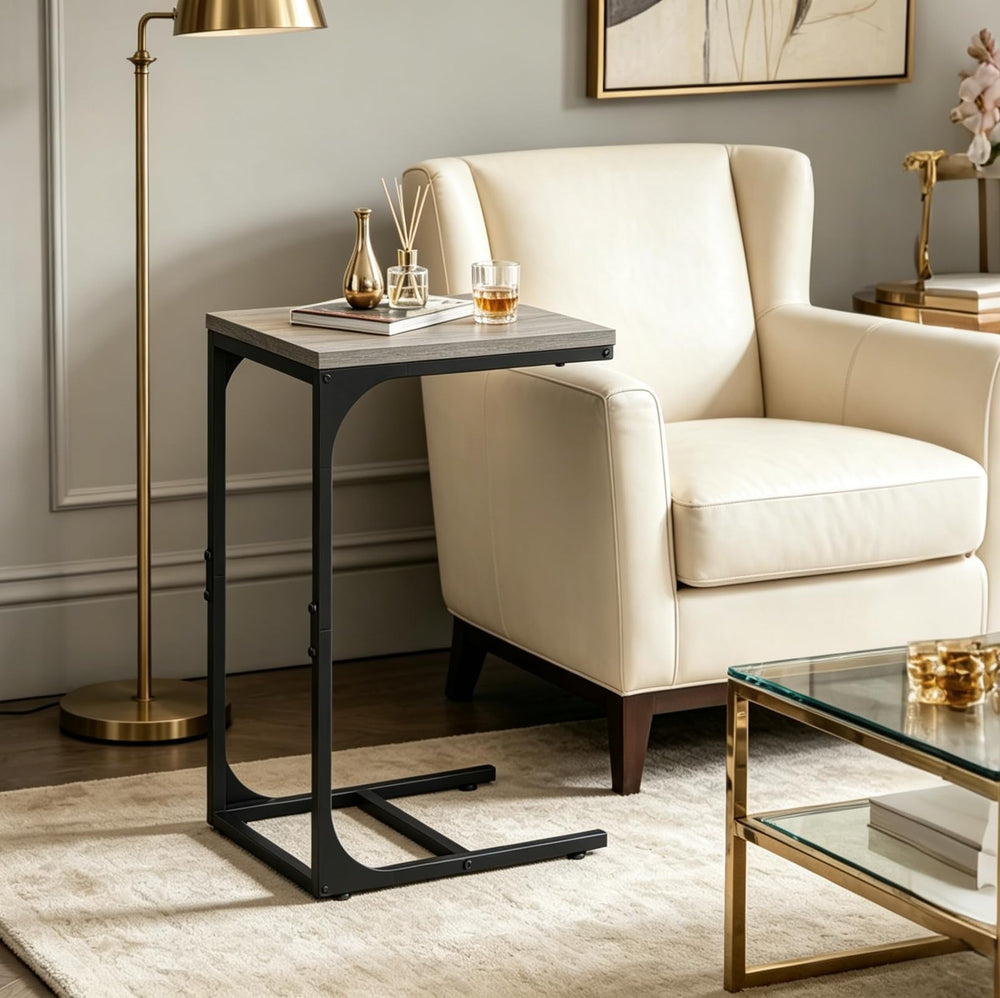 WLIVE table en C glissée sous canapé, optimise l'espace de vie