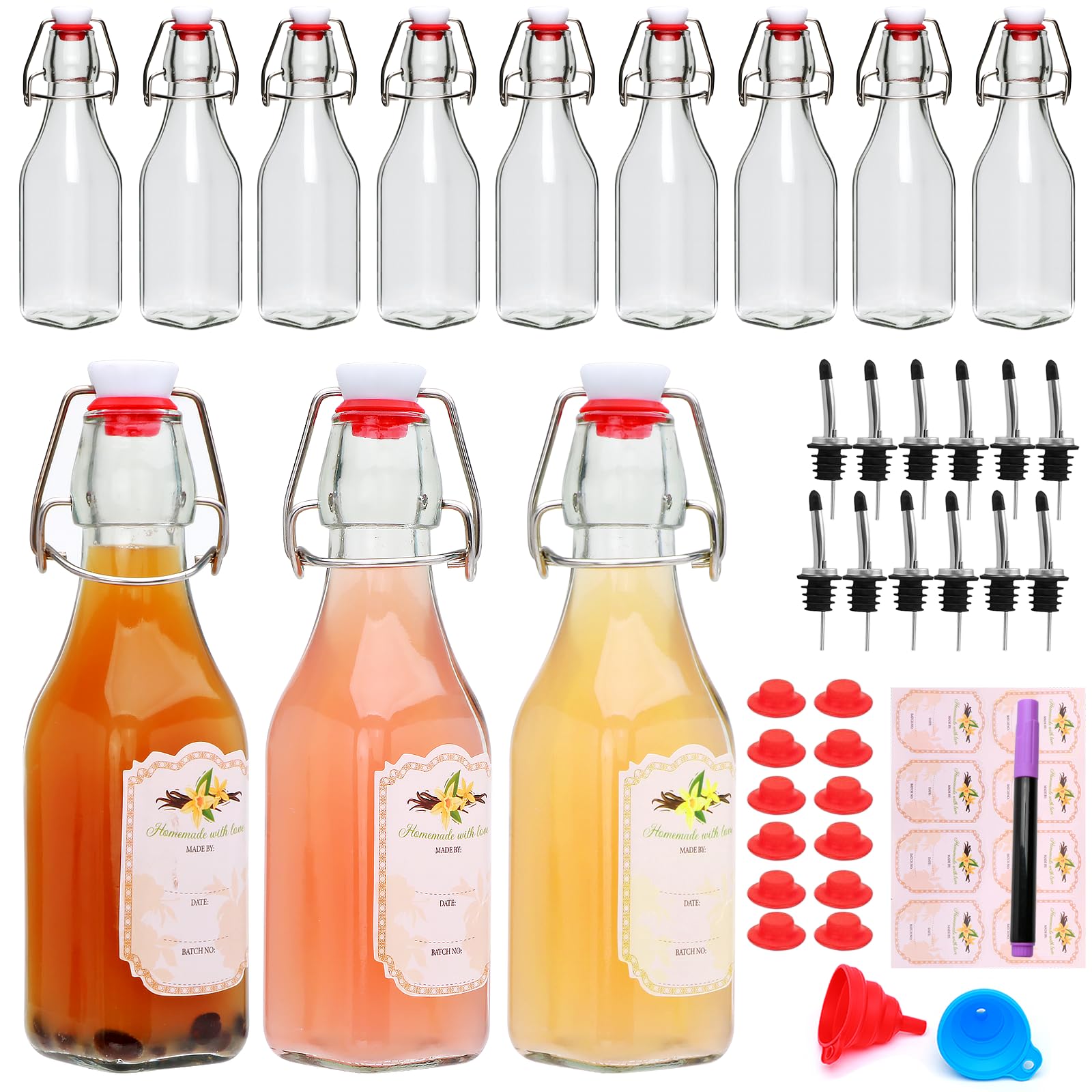 Woaiwo-q vue avant de la bouteille carrée 250 ml montrant le bouchon hermétique