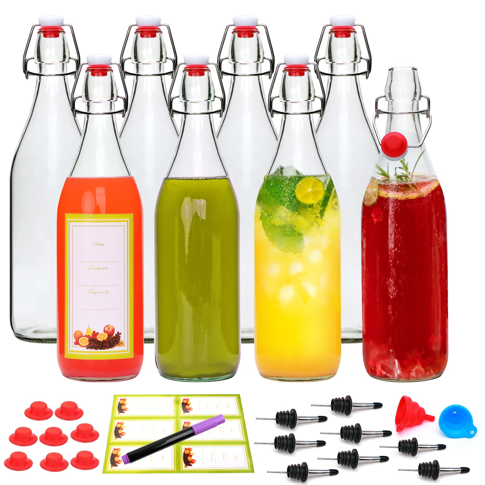 Woaiwo-q lot de 8 bouteilles 32oz montrant la face et le conditionnement pratique