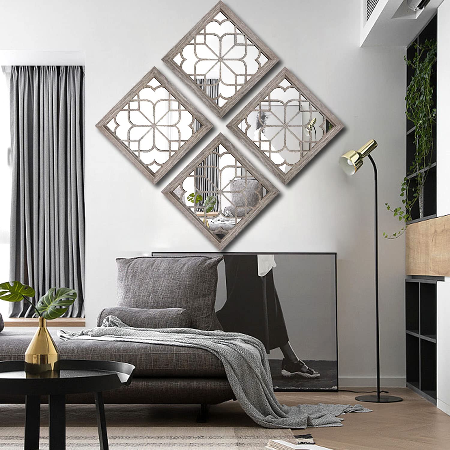 Wocred duo de miroirs dans salon crée point focal décoratif