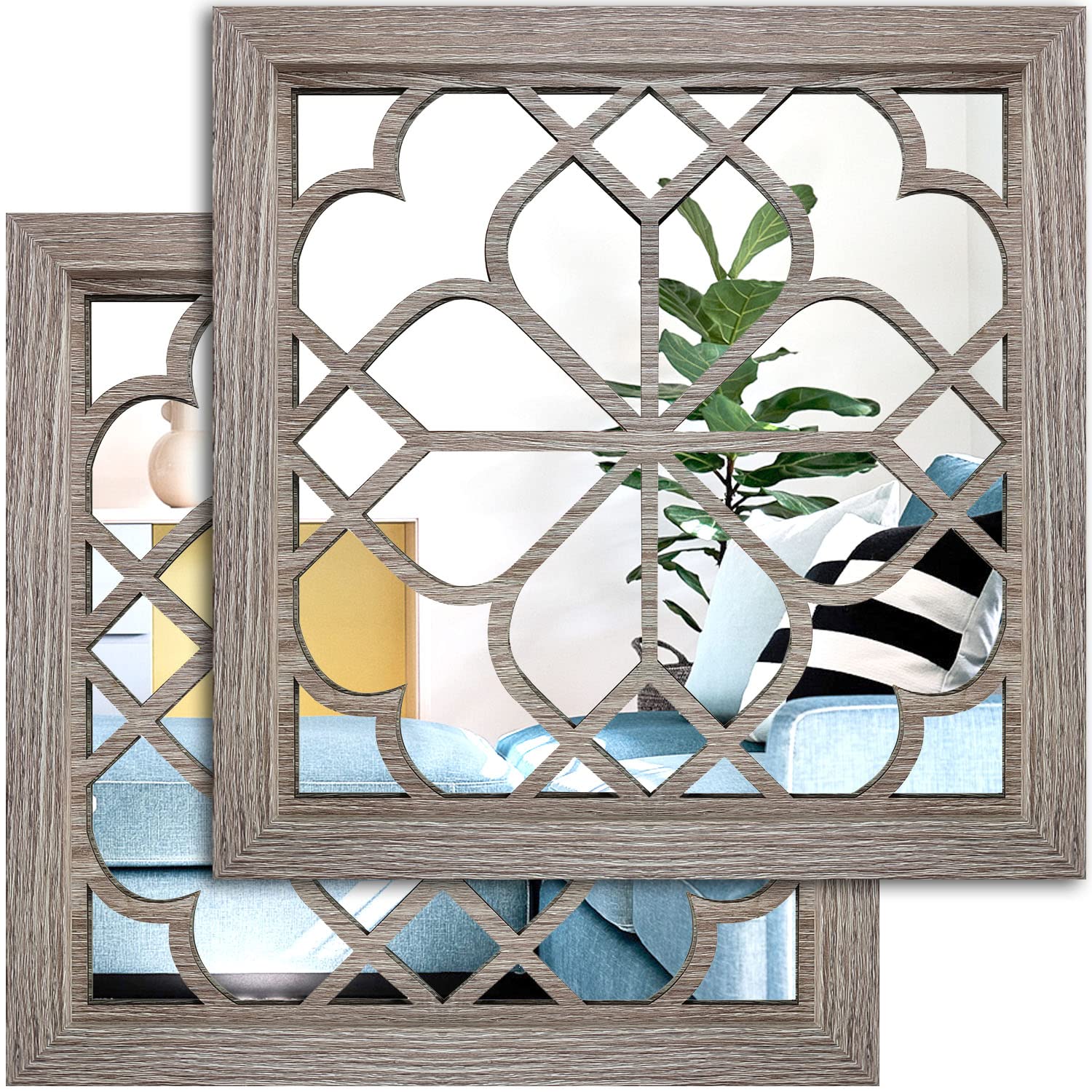 Wocred miroir face avant bois de grange apporte charme rustique