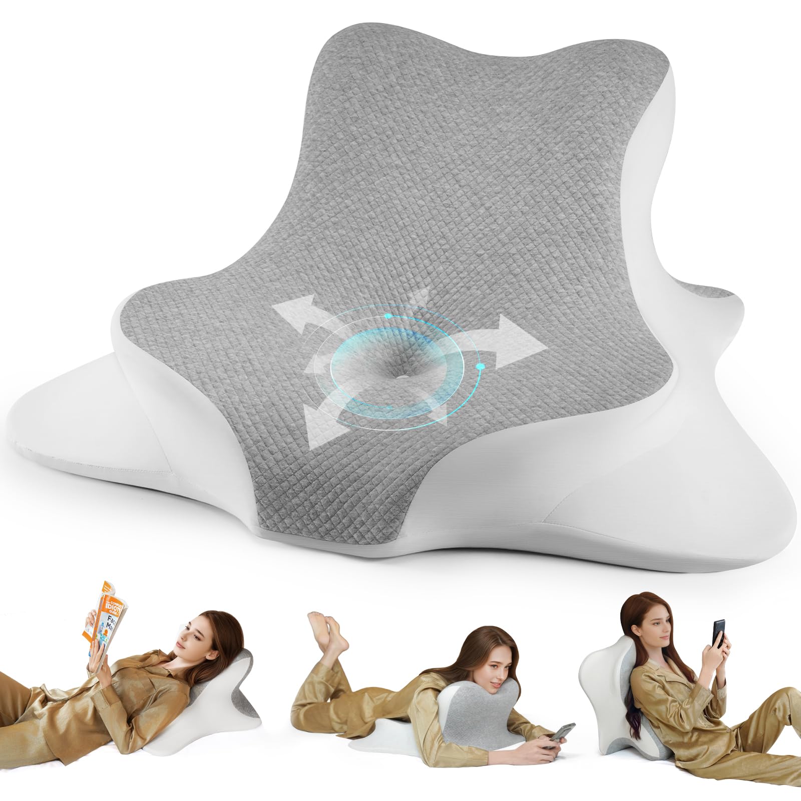 WOGAHEV vue avant de l’oreiller montrant forme ergonomique et maintien