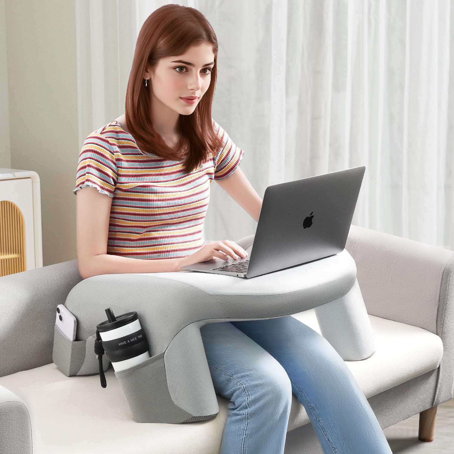 WOGAHEV plateau plat avec ordinateur stable pour travail sans basculement
