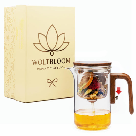 WOLTBLOOM théière en verre face avant design élégant et durable