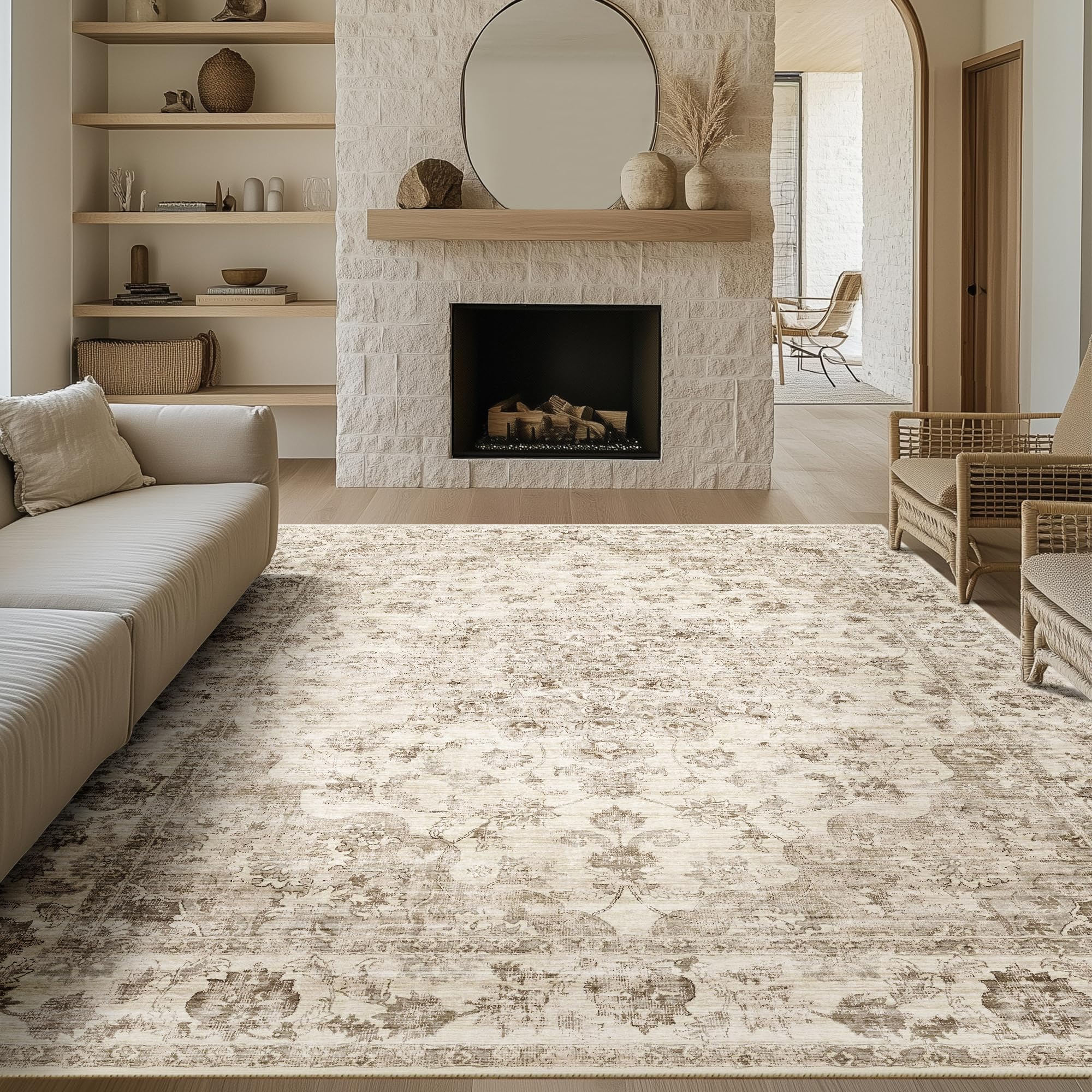 wondrg tapis vue avant 8x10 montrant motif vintage et harmonie déco