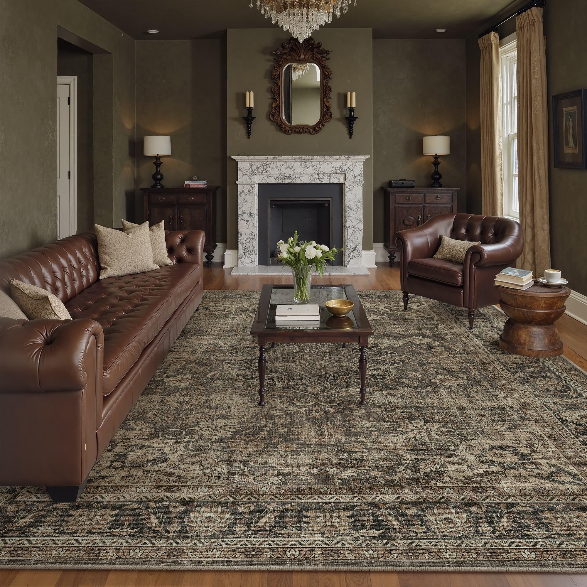 WondRg tapis face avant motif vintage, apporte chaleur décorative