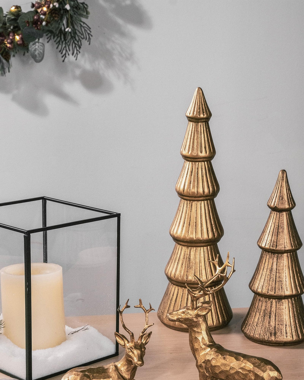 WONDROUS' DECO duo de sapins illustrant tailles complémentaires pour compositions