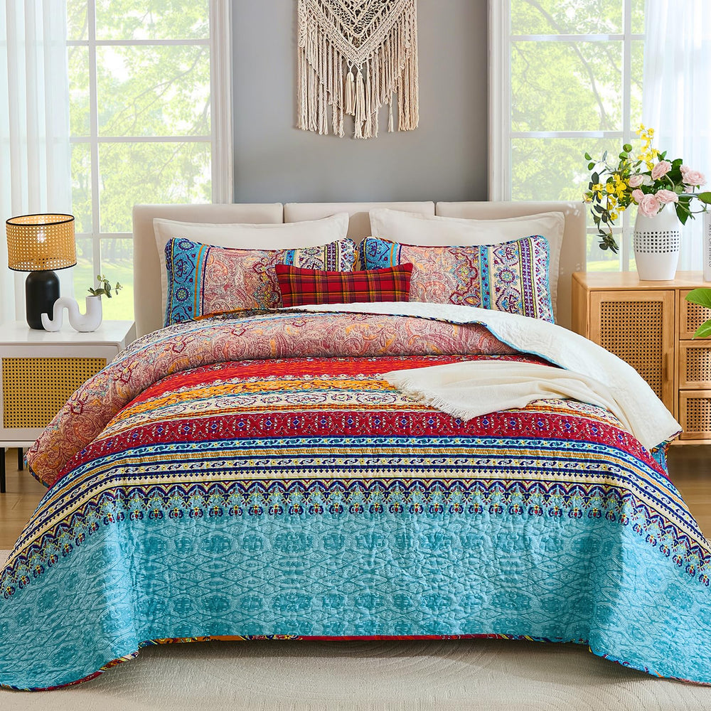 WONGS BEDDING couette face complète montre design boho rayé et confort