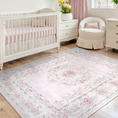 Wonnitar tapis face avant montrant motif floral et ambiance apaisante