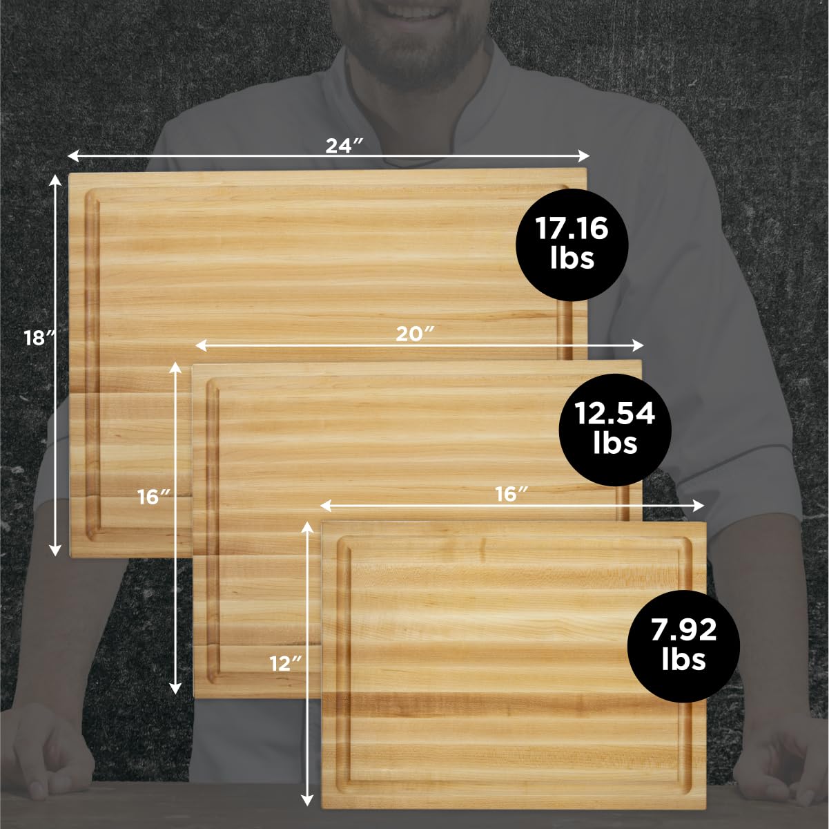 WoodForChef planche près d'une règle pour comparaison d'échelle pratique