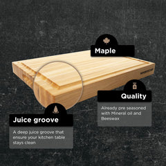 WoodForChef gros plan du grain d'érable durable et esthétique