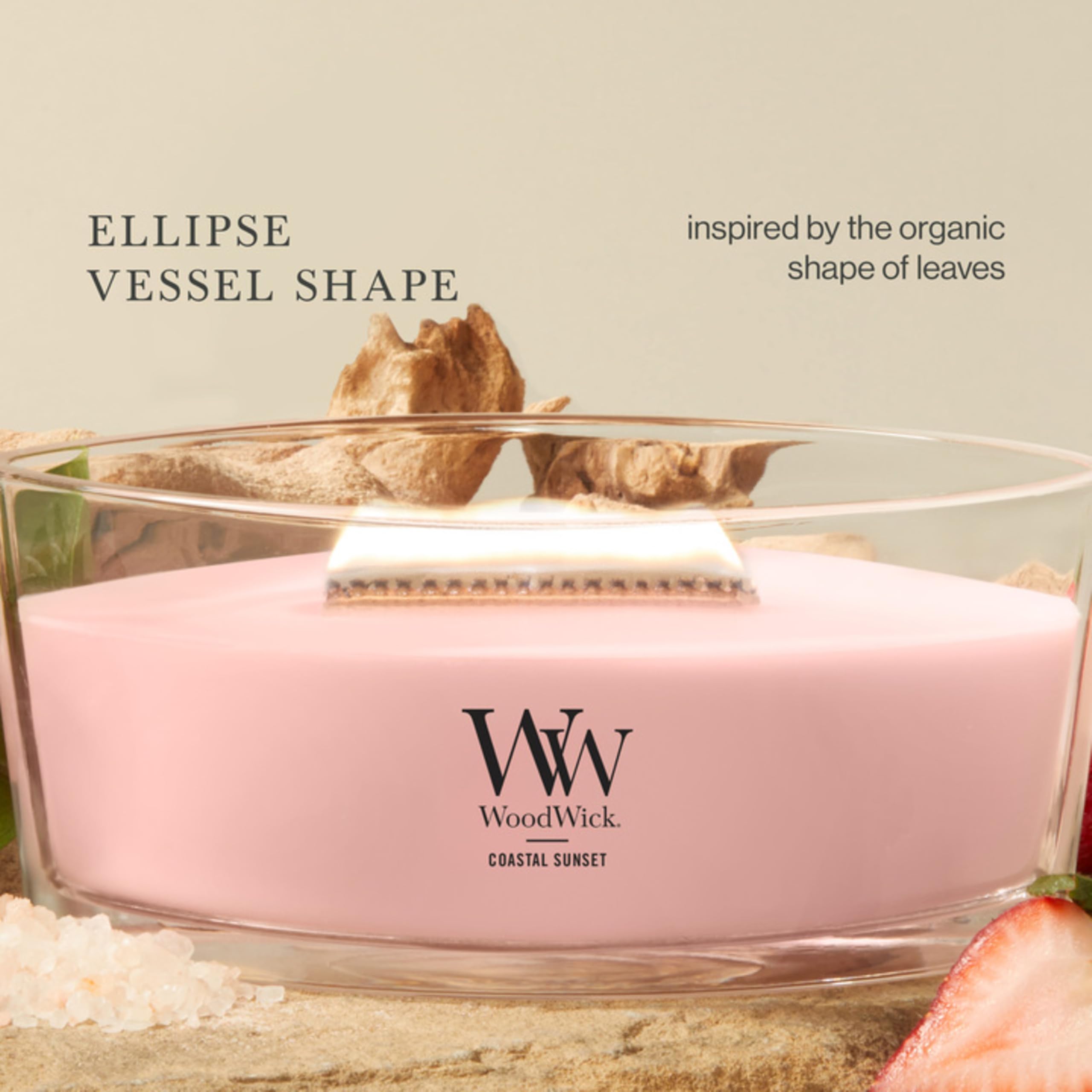 WoodWick(ウッドウィック) étiquette et verre texturé soulignant qualité et design