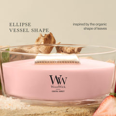WoodWick(ウッドウィック) étiquette et verre texturé soulignant qualité et design