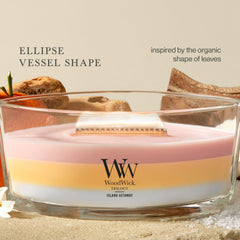 WoodWick(ウッドウィック) nappe de cire en fusion montrant mélange progressif des parfums