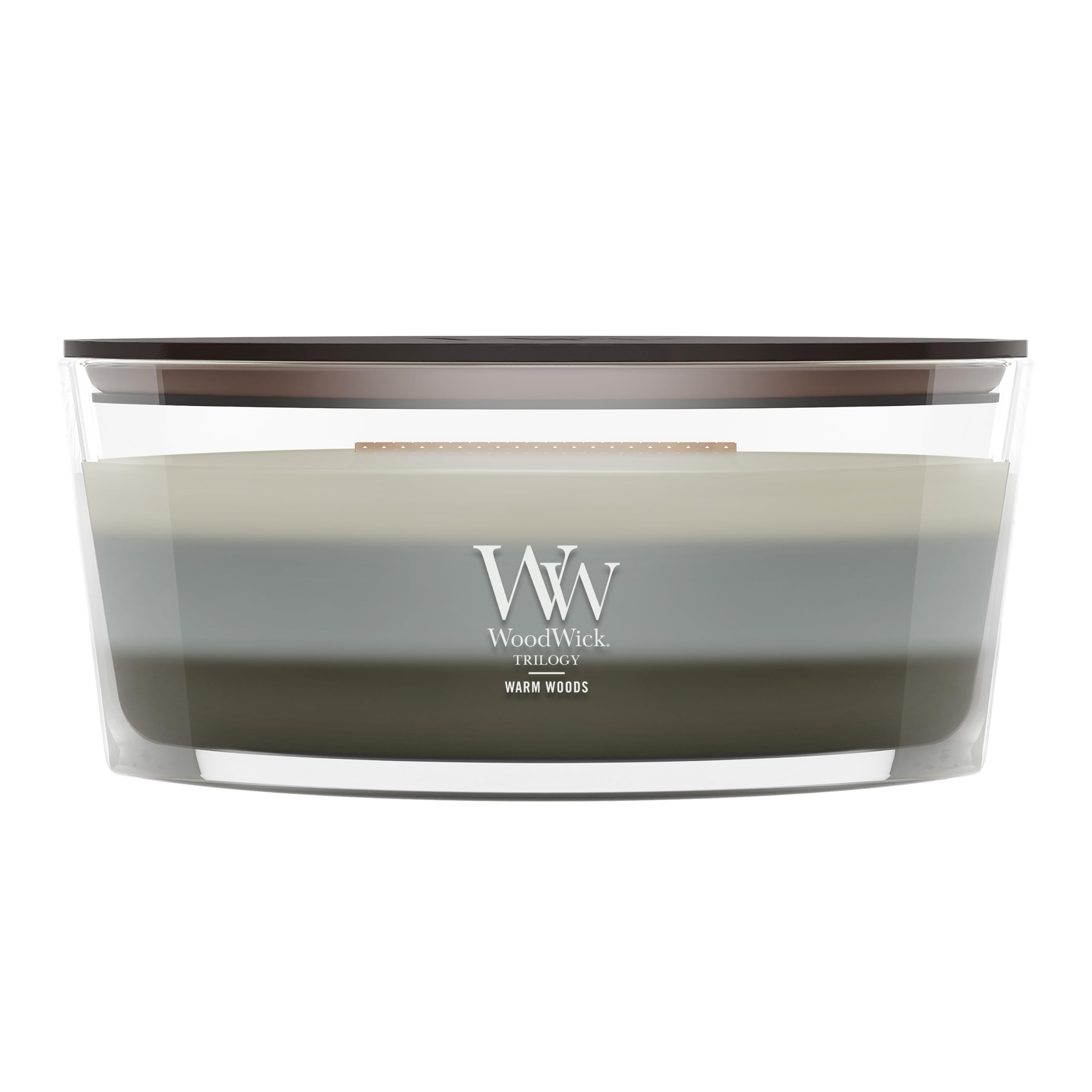 WoodWick bougie ellipse de face, design élégant et cadeau raffiné
