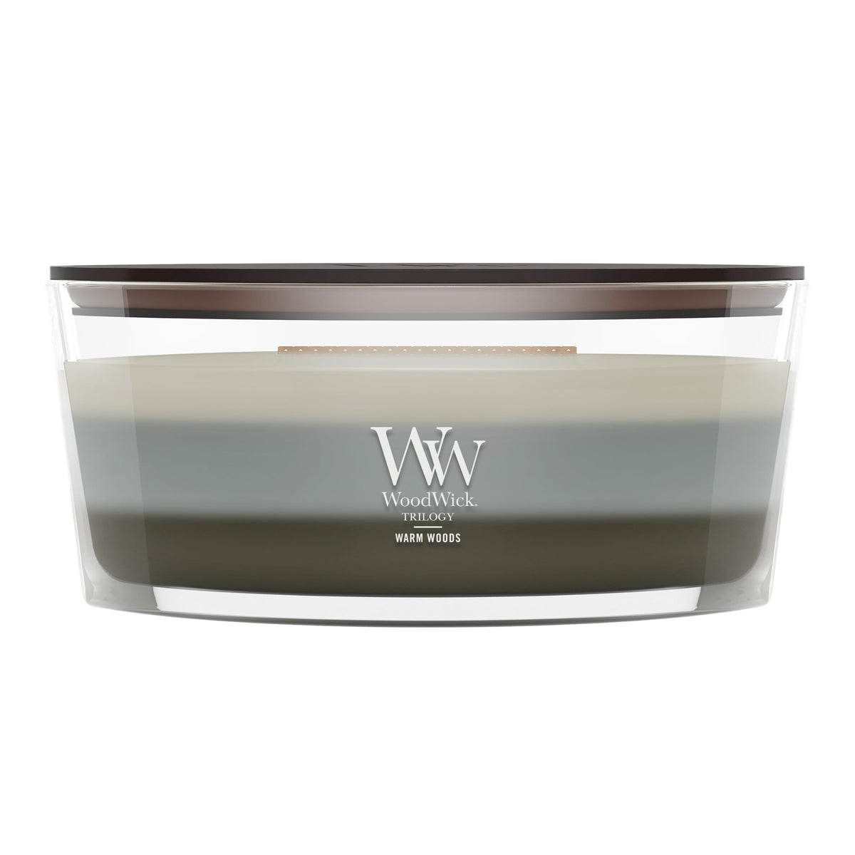 WoodWick bougie ellipse de face, design élégant et cadeau raffiné