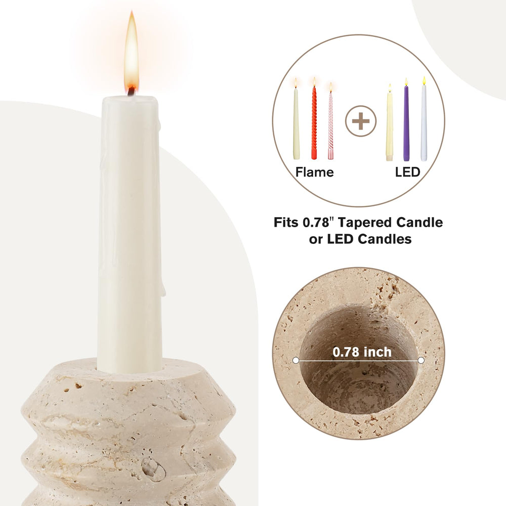 WORHE porte-bougie en usage avec bougie conique sécurise la flamme
